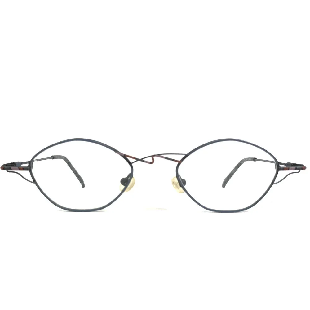 Vintage Opdo Eyeglasses Frames 1510-2 Blue Oval Wire Rim Modern MCM 48-20-133